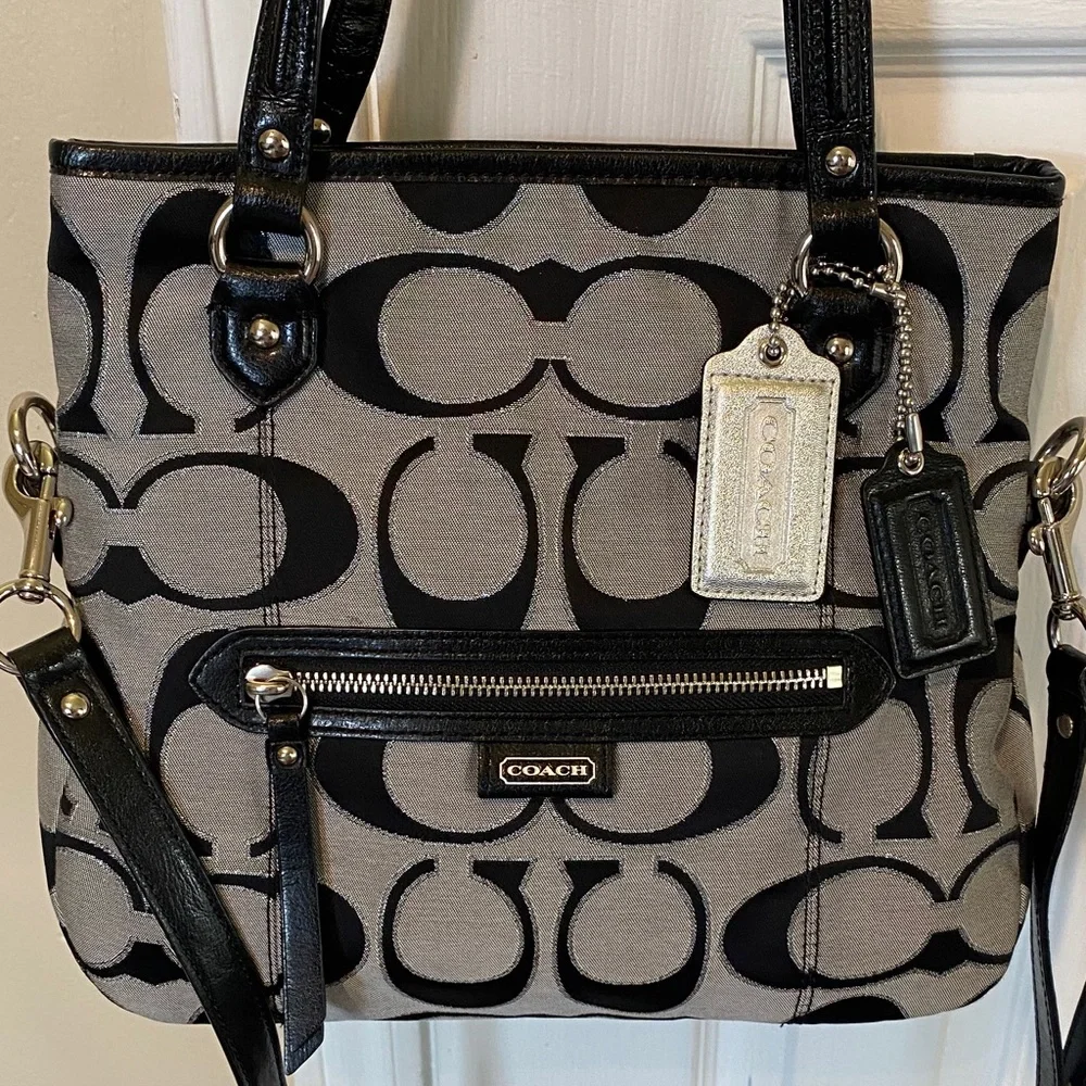 Coach Vintage Black and Gray Signature Tote Bag EXCELLENT CONDITION - Picture 1 of 9